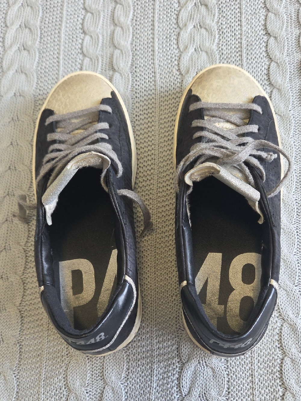 P448 John W Sneakers Black Zebra Leopard Print Size EU 38 US 7.5 8 Metallic - Picture 3 of 10
